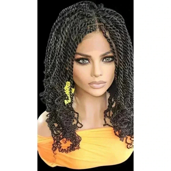 Handmade Braided braided wig Jet Black Kinky twists wig 360 Lace Closure. NWT - Picture 8 of 16